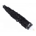 Kudrnaté micro ring vlasy 60cm - černá