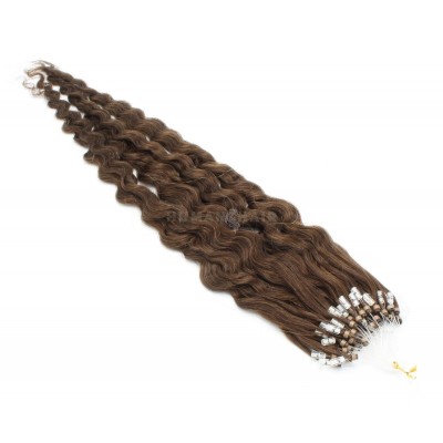 Kudrnaté micro ring vlasy 60cm - středně hnědá