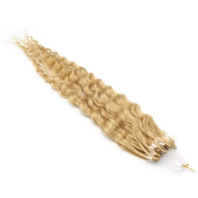 Kudrnaté micro ring vlasy 60cm - přírodní blond