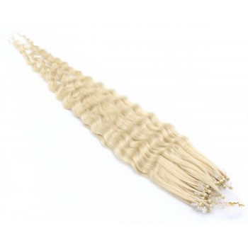 Kudrnaté micro ring vlasy 60cm - nejsvětlejší blond
