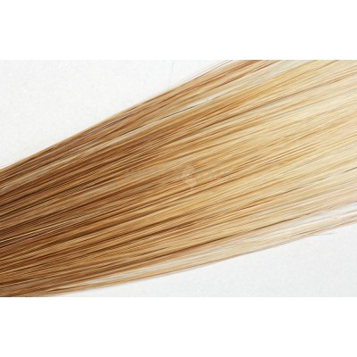 Clip in vlasy 50cm - Horní část pramene 1/3 čokoládová hnědá,2/3 konce popelavá světlá blond